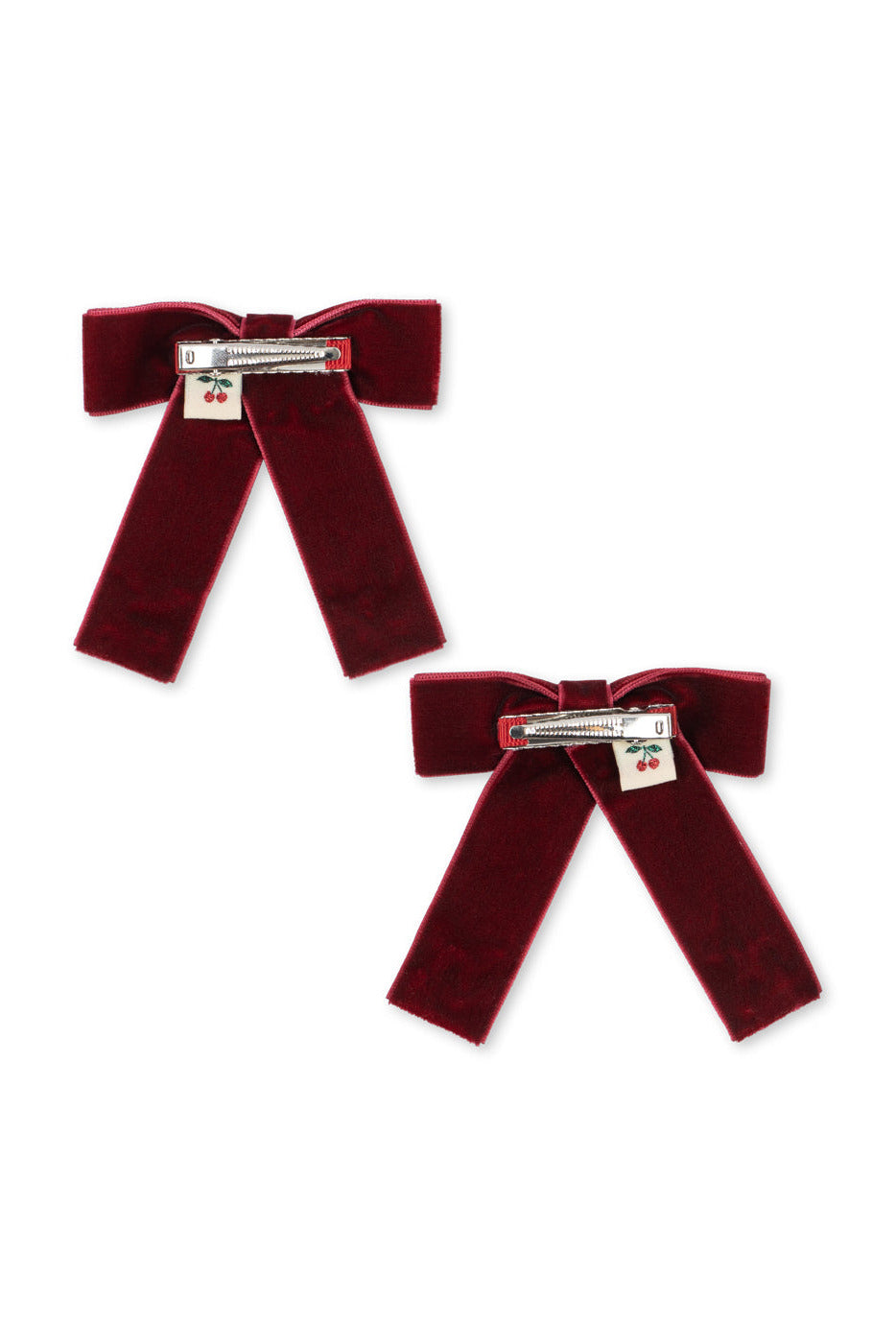 Velvet Double Bow Hair Clip - Rio Red