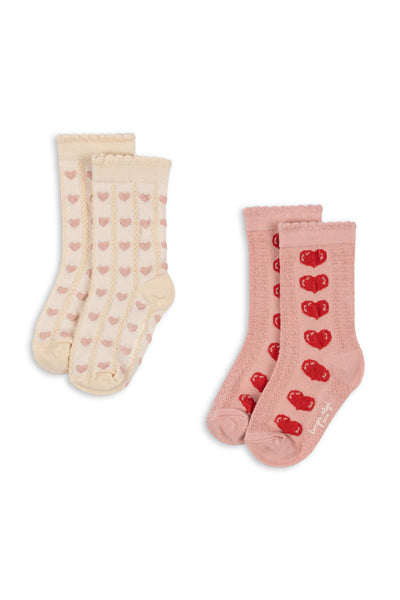 2 Pack Heart Jacquard Socks - Heart Mix