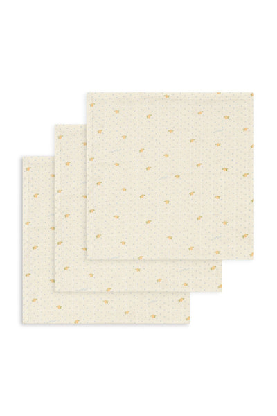 Muslin Cloths 3pk - Lemon Dot