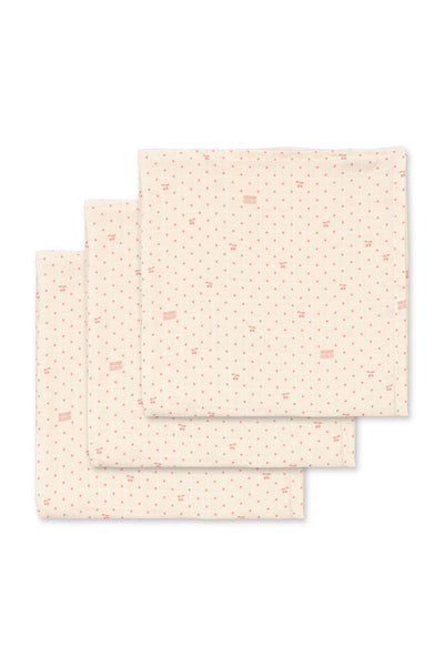 Muslin Cloths 3pk - Cherry Dot