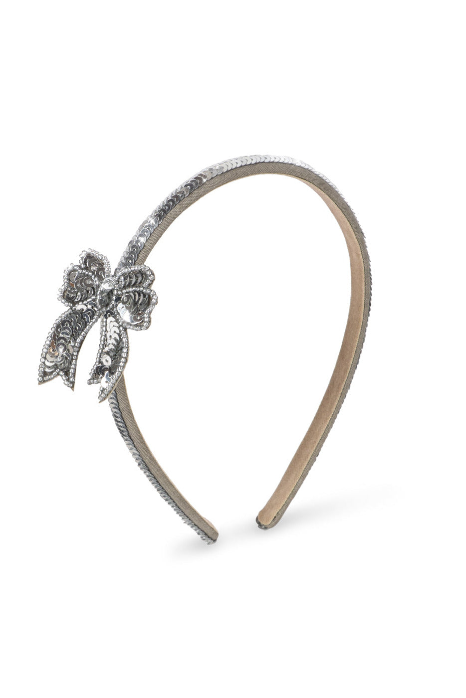 Sequin Bow Hairbrace - Silver