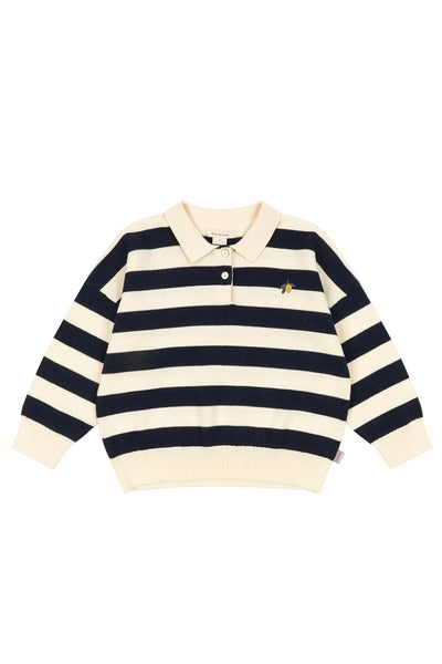 Manis Knit Polo - Navy Stripe
