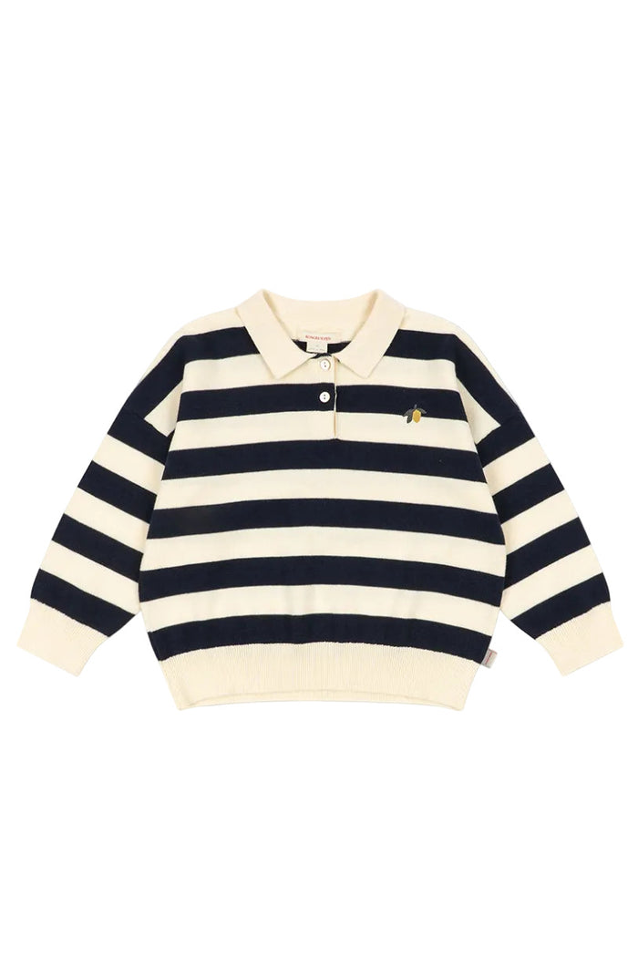 Manis Knit Polo - Navy Stripe