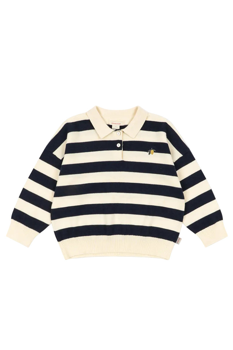 Manis Knit Polo - Navy Stripe