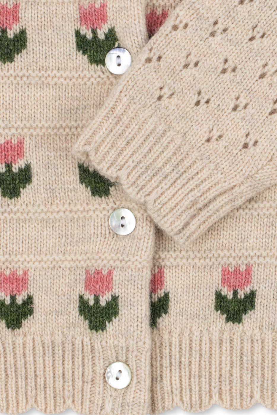 Belle Wool Cardigan - Cream And Tulips