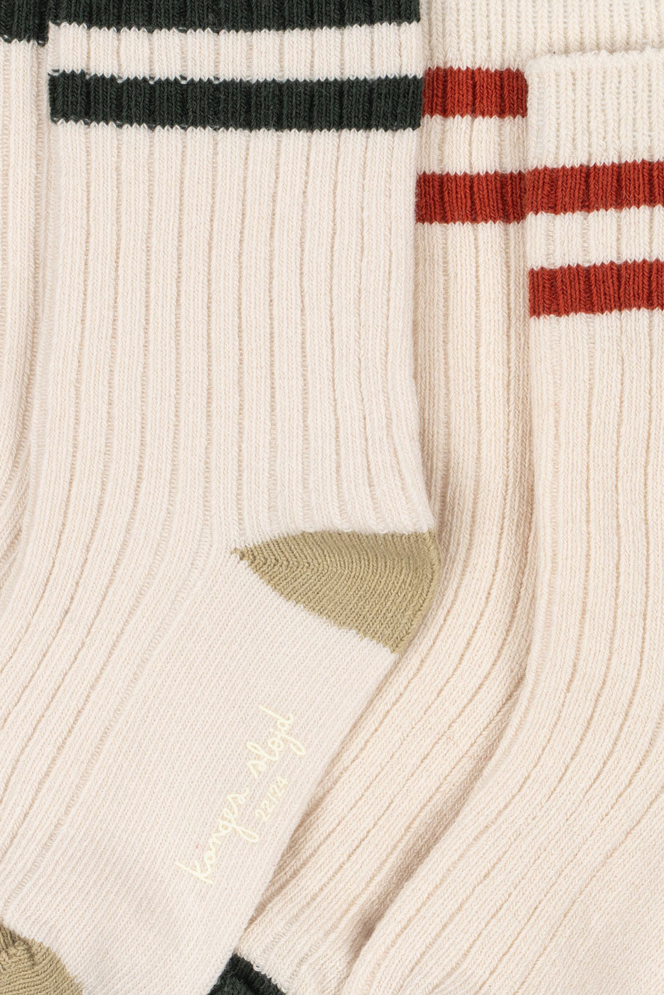 2 Pack Rib Socks - Green Stripe