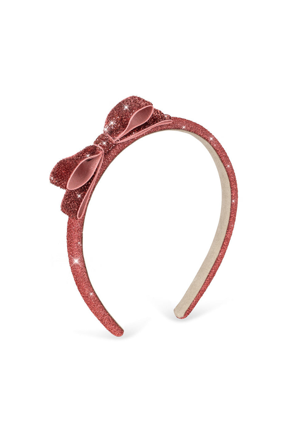 Velvet Bow Hairbrace - Rose Glitter