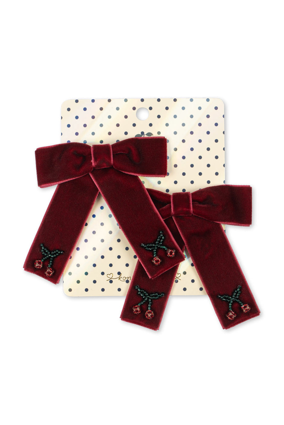 Velvet Double Bow Hair Clip - Rio Red
