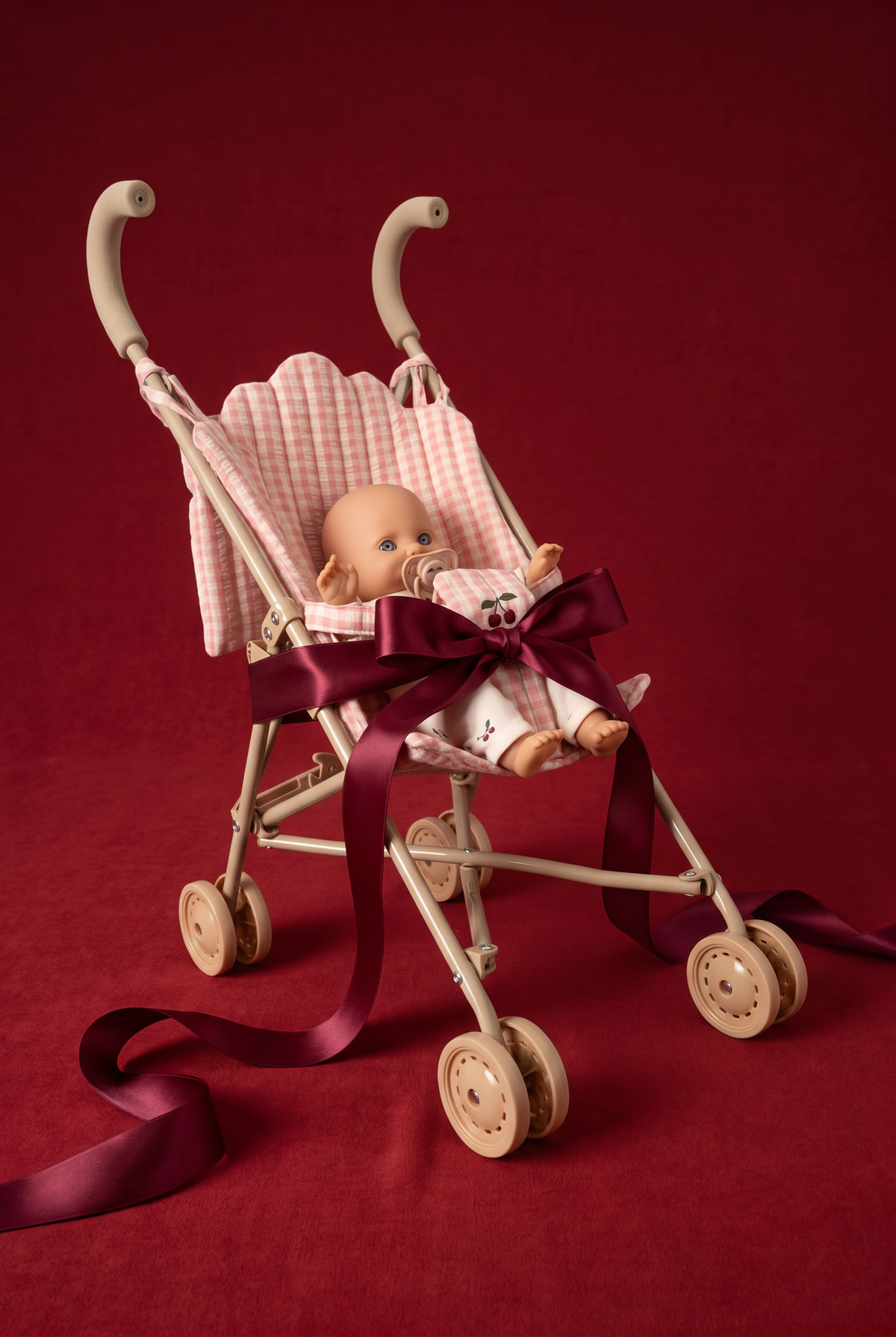 Poppy Doll Stroller Set - Pink Check
