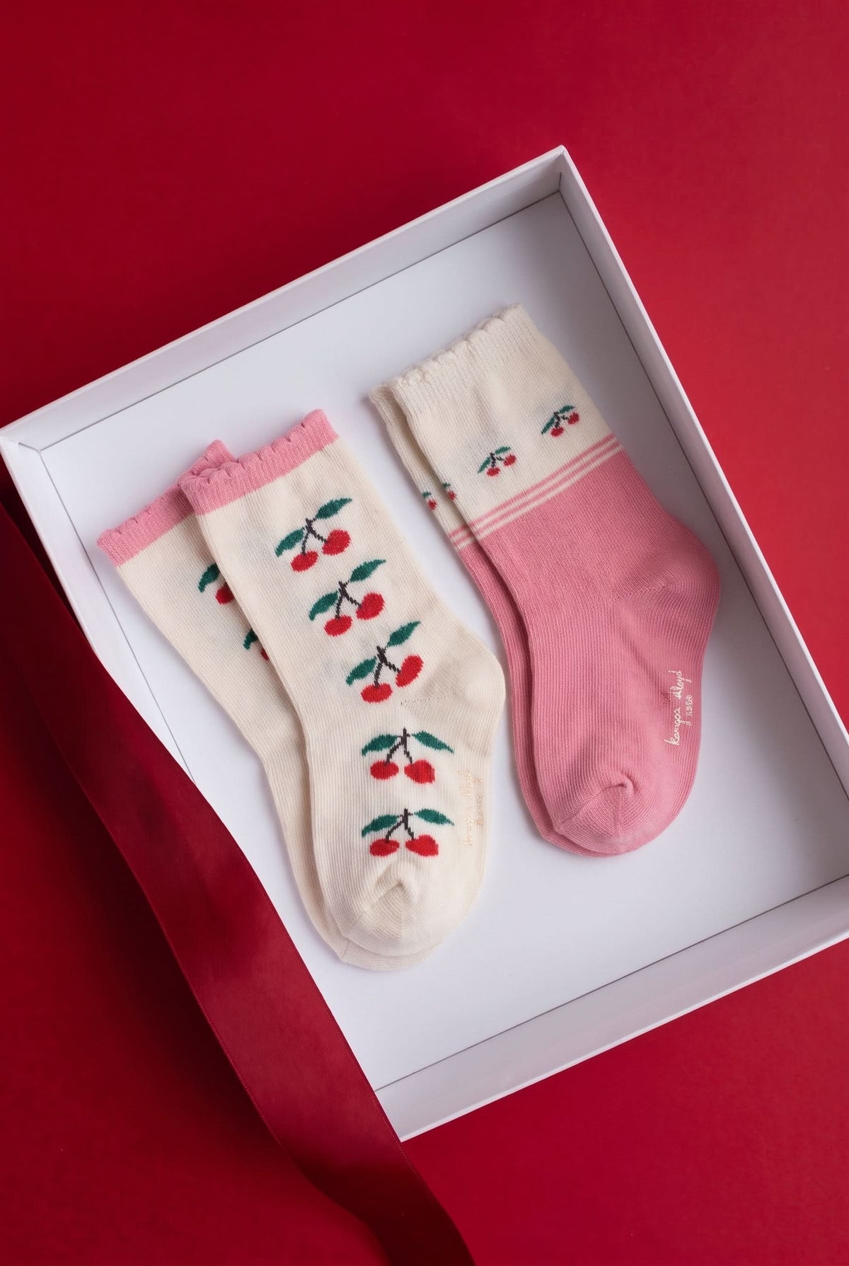 2 Pack Jacquard Socks - Cherry Mix