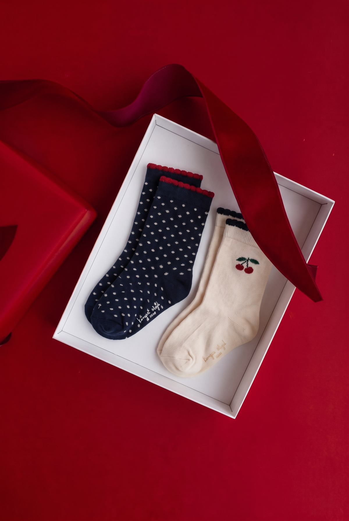 2 Pack Cherry Dot Socks - Cherry Mix