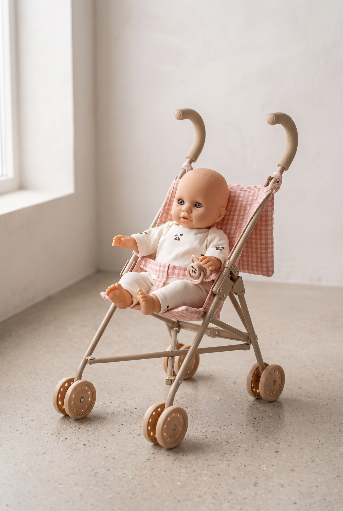 Poppy Doll Stroller Set - Pink Check