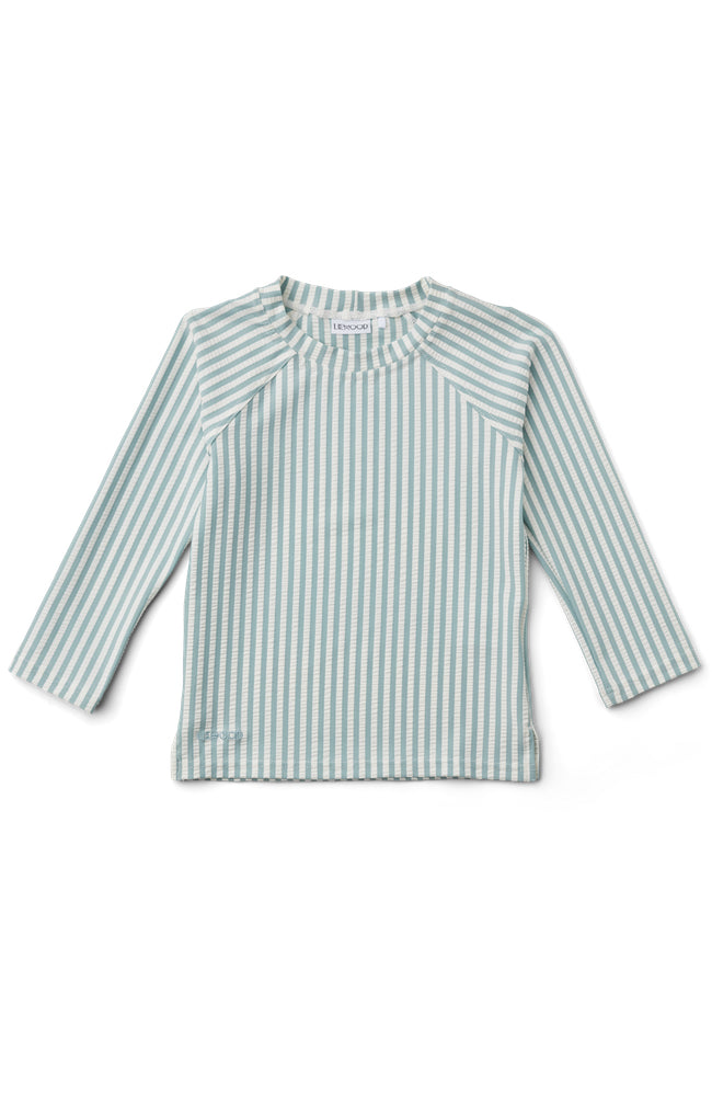 Noah Swim Tee - Stripe Sea Blue/White