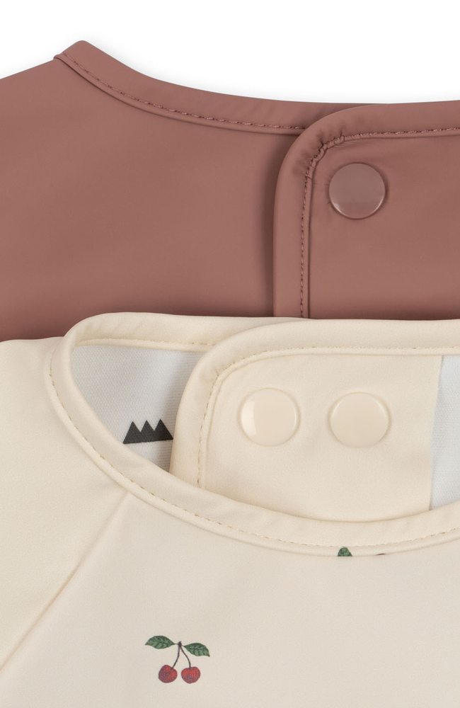 2 Pack Dinner Bib Frill Long Sleeve - Cherry/Rosewater