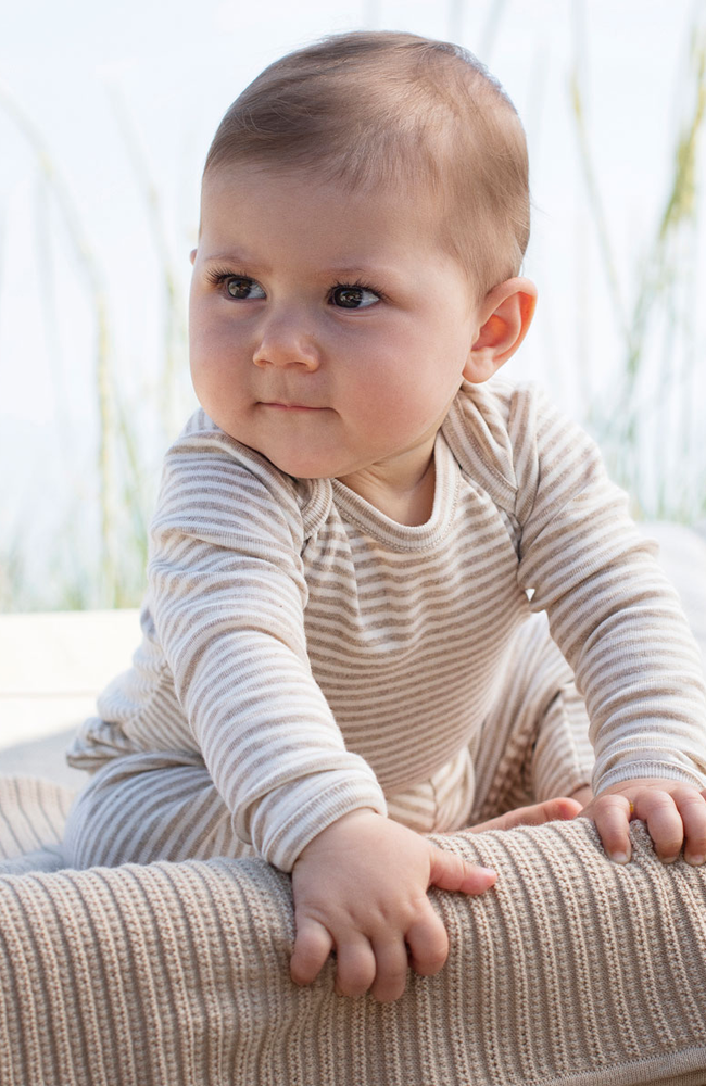 Baby Leggings Stripe - Oat / Offwhite