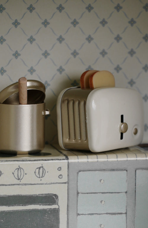 Miniature toaster & bread - Off white