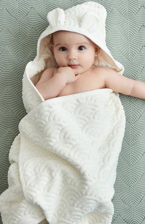 Hooded Junior Towel With Ears - Off White