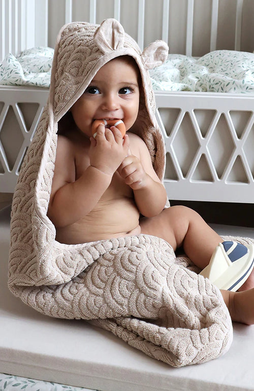 Hooded Towel With Ears - Almond