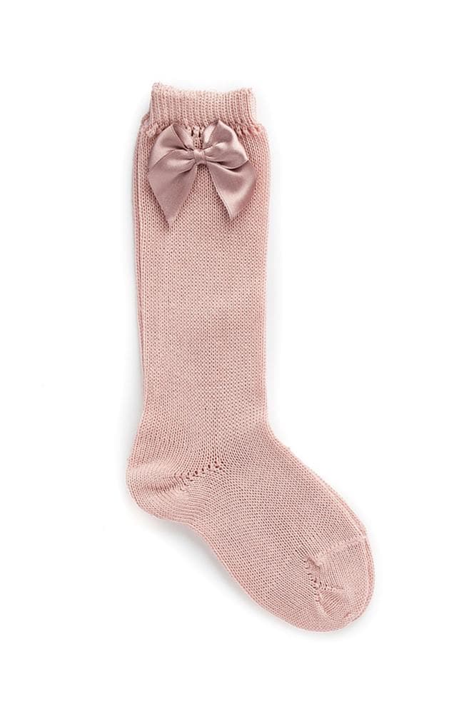 Hnésokkar m/ slaufu - 526 Pale Pink