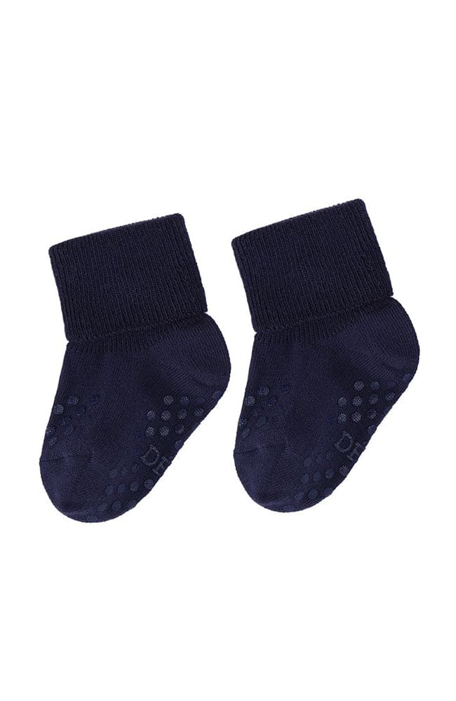 Wool/Silk Anti-Slip Socks - Navy
