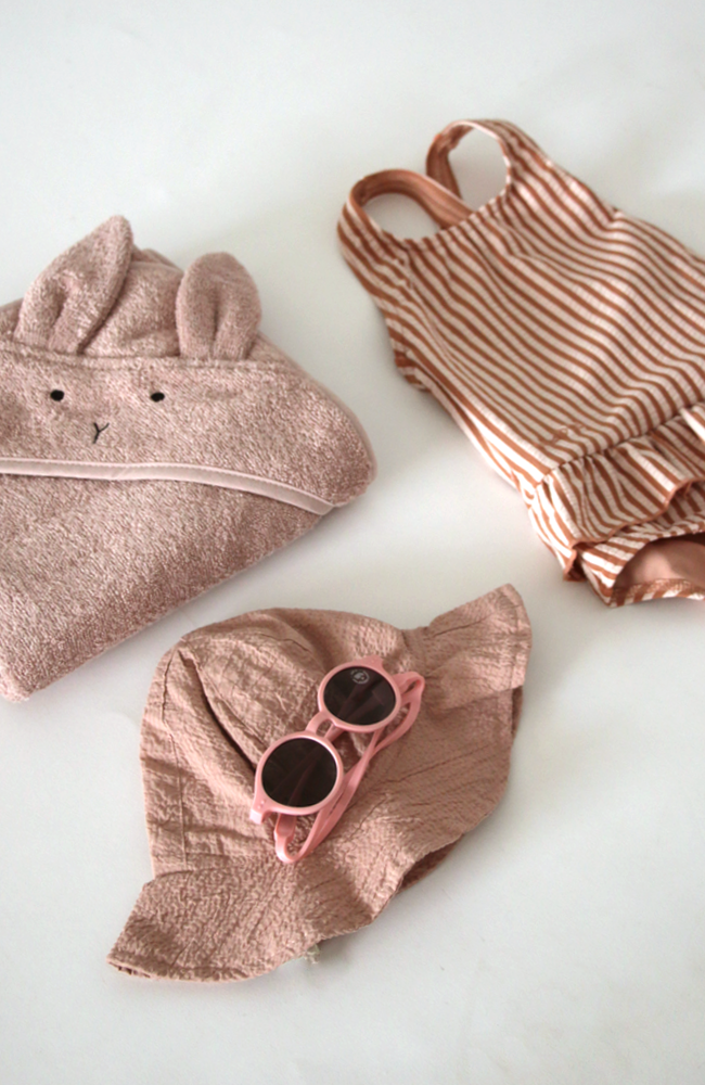 Albert Hooded Baby Towel - Rabbit/Rose