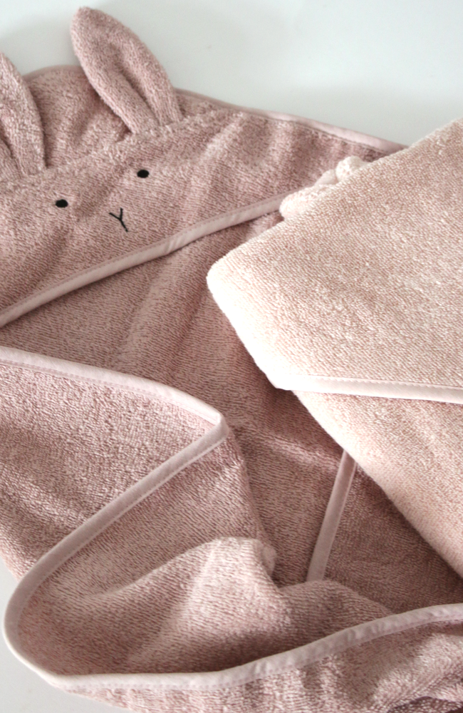 Albert Hooded Baby Towel - Rabbit/Rose