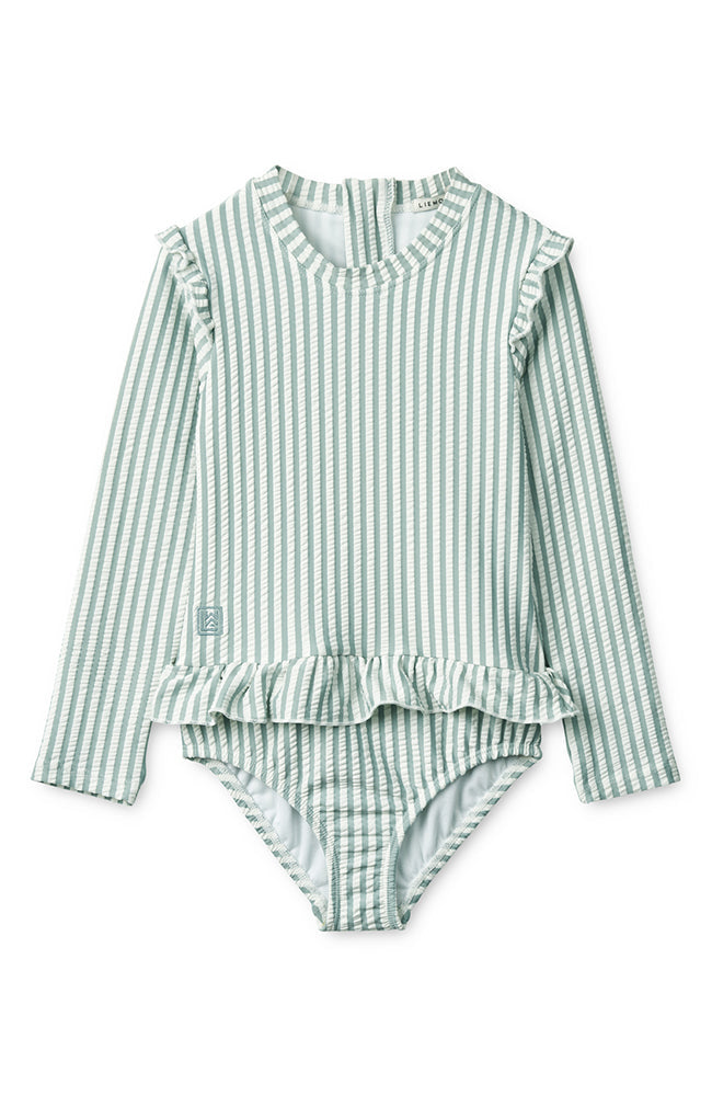 Sille Swimsuit - Stripe Sea Blue/White