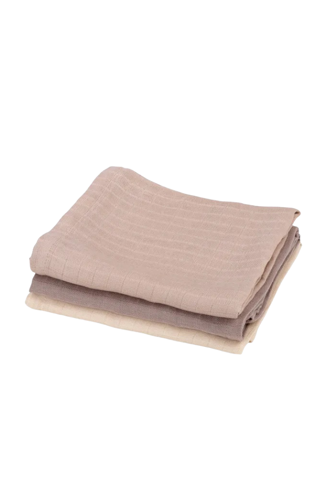 Muslin Cloth 3pk - Moonlight Beige