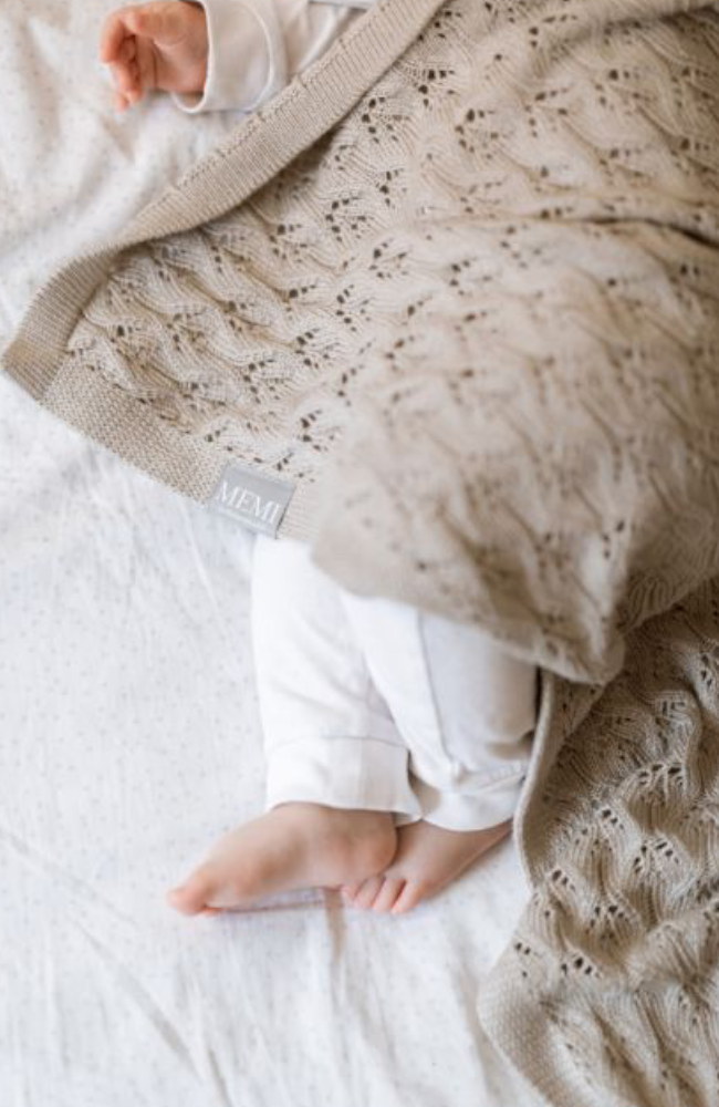 Openwork Bamboo Blanket - Light Beige