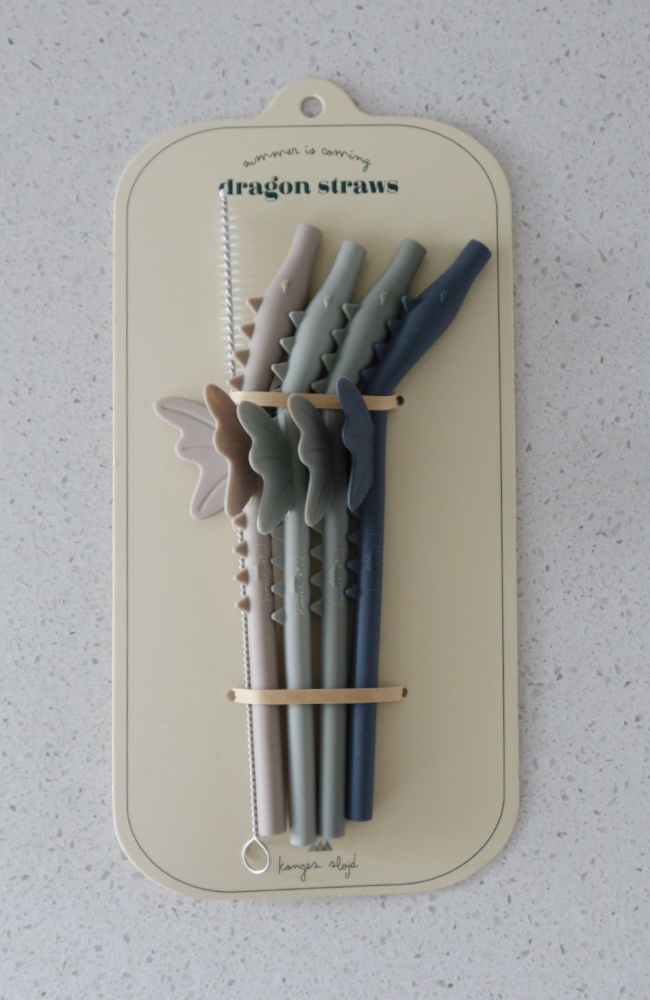 4 Pack Silicone Straws Dragon - Forest Mix