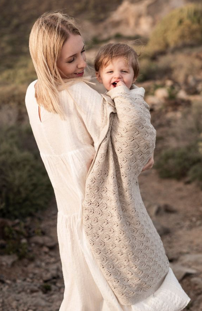 Openwork Bamboo Blanket - Light Beige