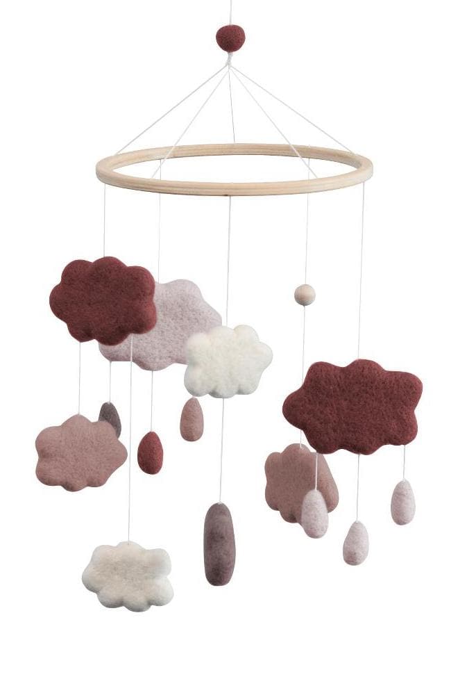 Felted Baby Mobile Clouds - Cotton Candy Pink