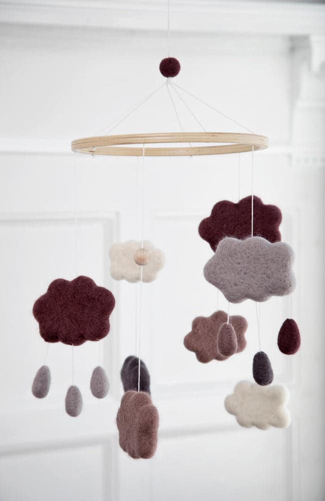 Felted Baby Mobile Clouds - Cotton Candy Pink