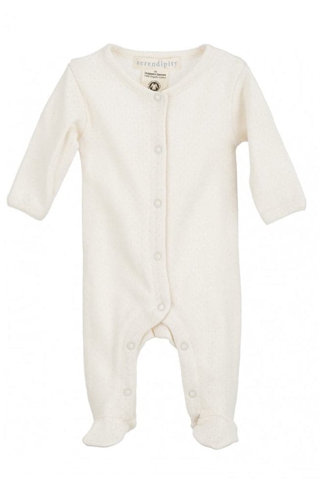 Newborn Rib Pointelle Suit - Off White