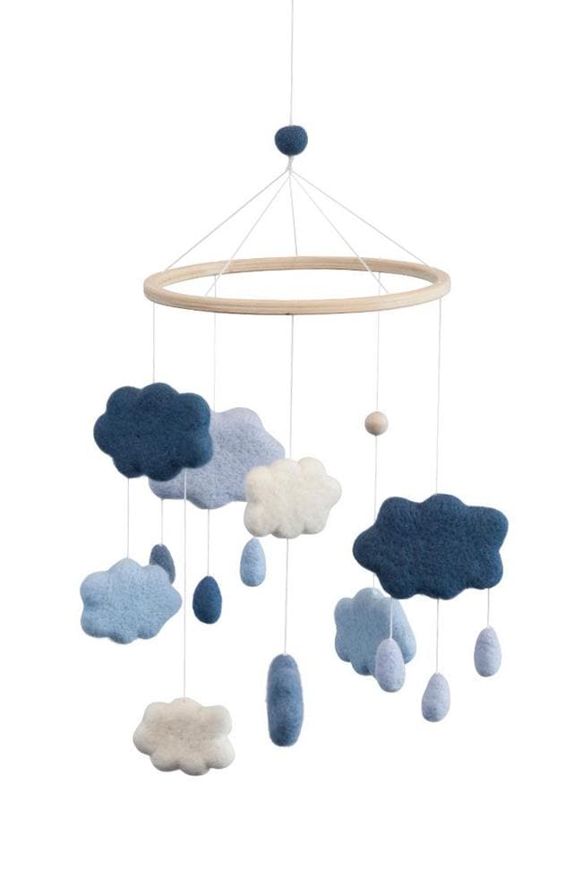 Felted Baby Mobile Clouds - Denim Blue