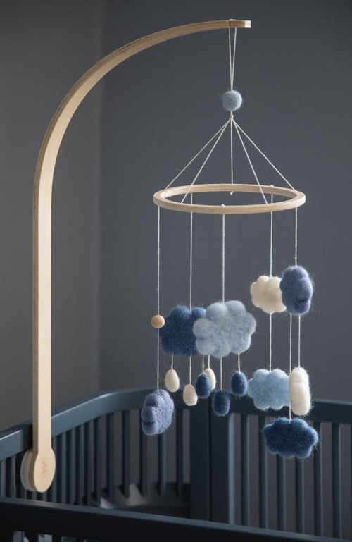 Felted Baby Mobile Clouds - Denim Blue